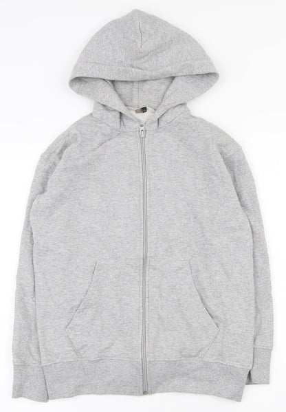 Preworn Girls Grey  Cotton Full Zip Hoodie Size S  Zip