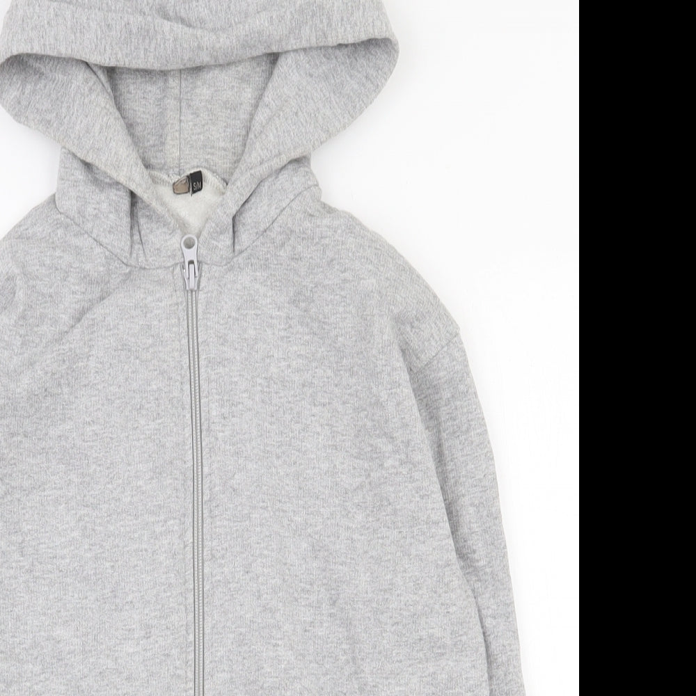 Preworn Girls Grey  Cotton Full Zip Hoodie Size S  Zip