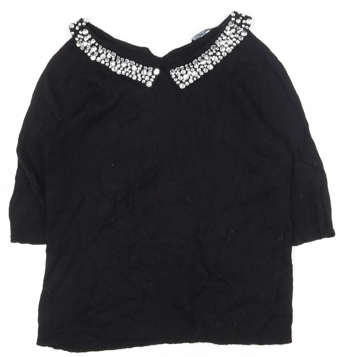 Dorothy Perkins Womens Black Collared  Nylon Pullover Jumper Size 12