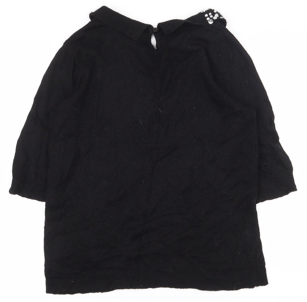Dorothy Perkins Womens Black Collared  Nylon Pullover Jumper Size 12