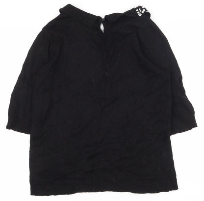 Dorothy Perkins Womens Black Collared  Nylon Pullover Jumper Size 12