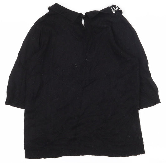 Dorothy Perkins Womens Black Collared  Nylon Pullover Jumper Size 12