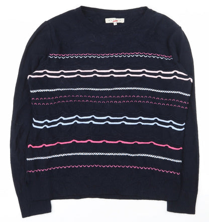 Nutmeg Womens Blue Round Neck  Acrylic Pullover Jumper Size 12