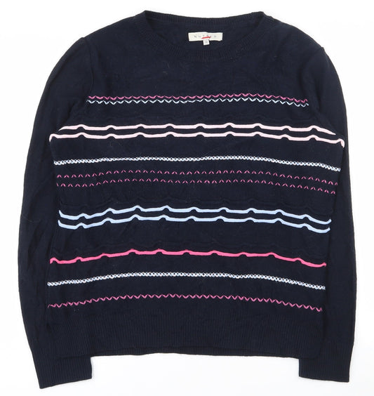 Nutmeg Womens Blue Round Neck  Acrylic Pullover Jumper Size 12