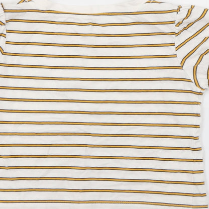 RTR Girls White Striped Cotton Pullover T-Shirt Size 5 Years Crew Neck