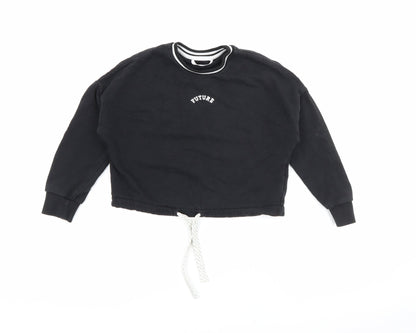 Marks and Spencer Girls Black  Cotton Pullover Sweatshirt Size 7-8 Years
