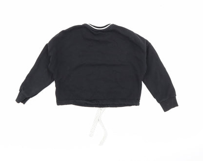 Marks and Spencer Girls Black  Cotton Pullover Sweatshirt Size 7-8 Years