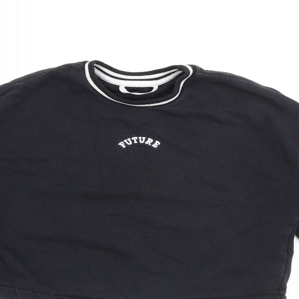 Marks and Spencer Girls Black  Cotton Pullover Sweatshirt Size 7-8 Years