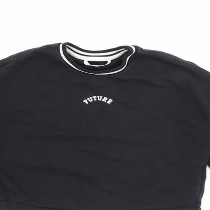 Marks and Spencer Girls Black  Cotton Pullover Sweatshirt Size 7-8 Years