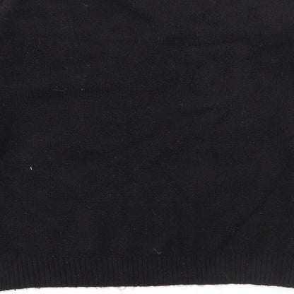 Primark Womens Black Crew Neck  Acrylic Pullover Jumper Size 2XS