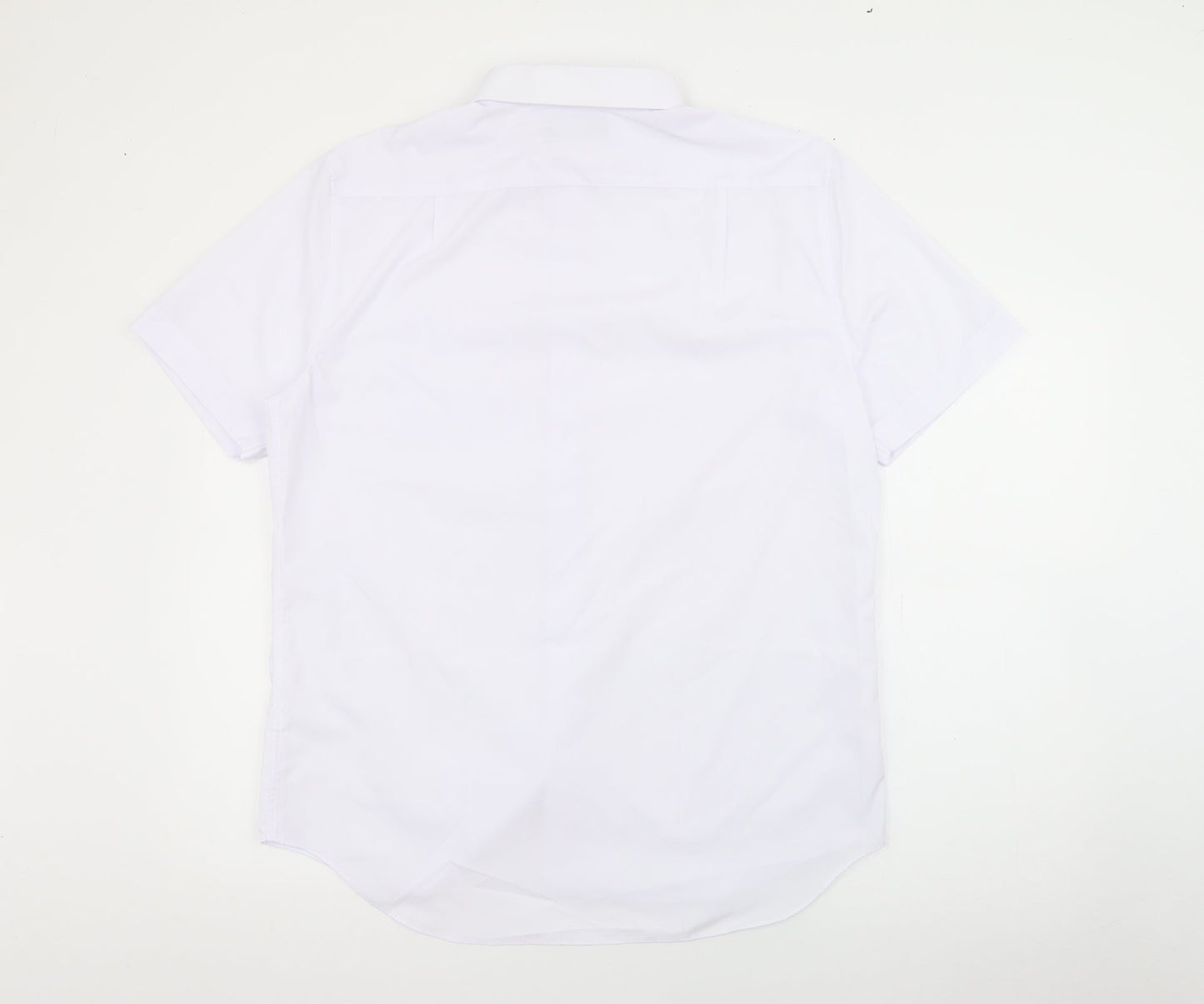 Mens UK Size 16 Marks and Spencer White  Button-Up Short Sleeve Casual Shirt