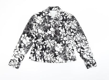 Liz Clasiborne Womens Black Floral  Jacket  Size S  Snap