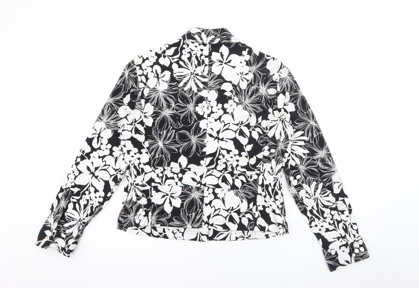 Liz Clasiborne Womens Black Floral  Jacket  Size S  Snap