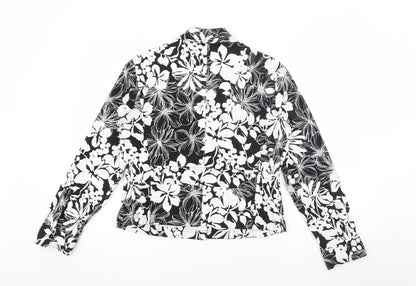 Liz Clasiborne Womens Black Floral  Jacket  Size S  Snap