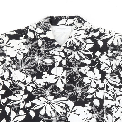 Liz Clasiborne Womens Black Floral  Jacket  Size S  Snap