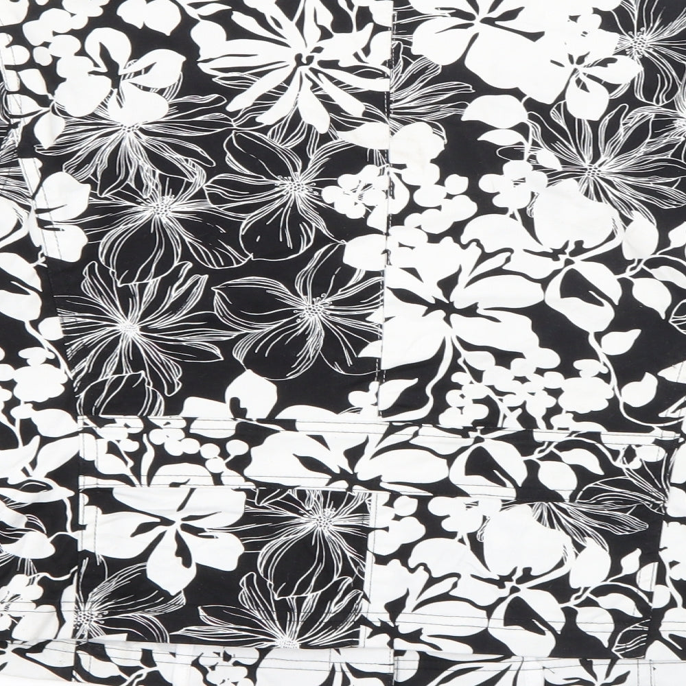Liz Clasiborne Womens Black Floral  Jacket  Size S  Snap