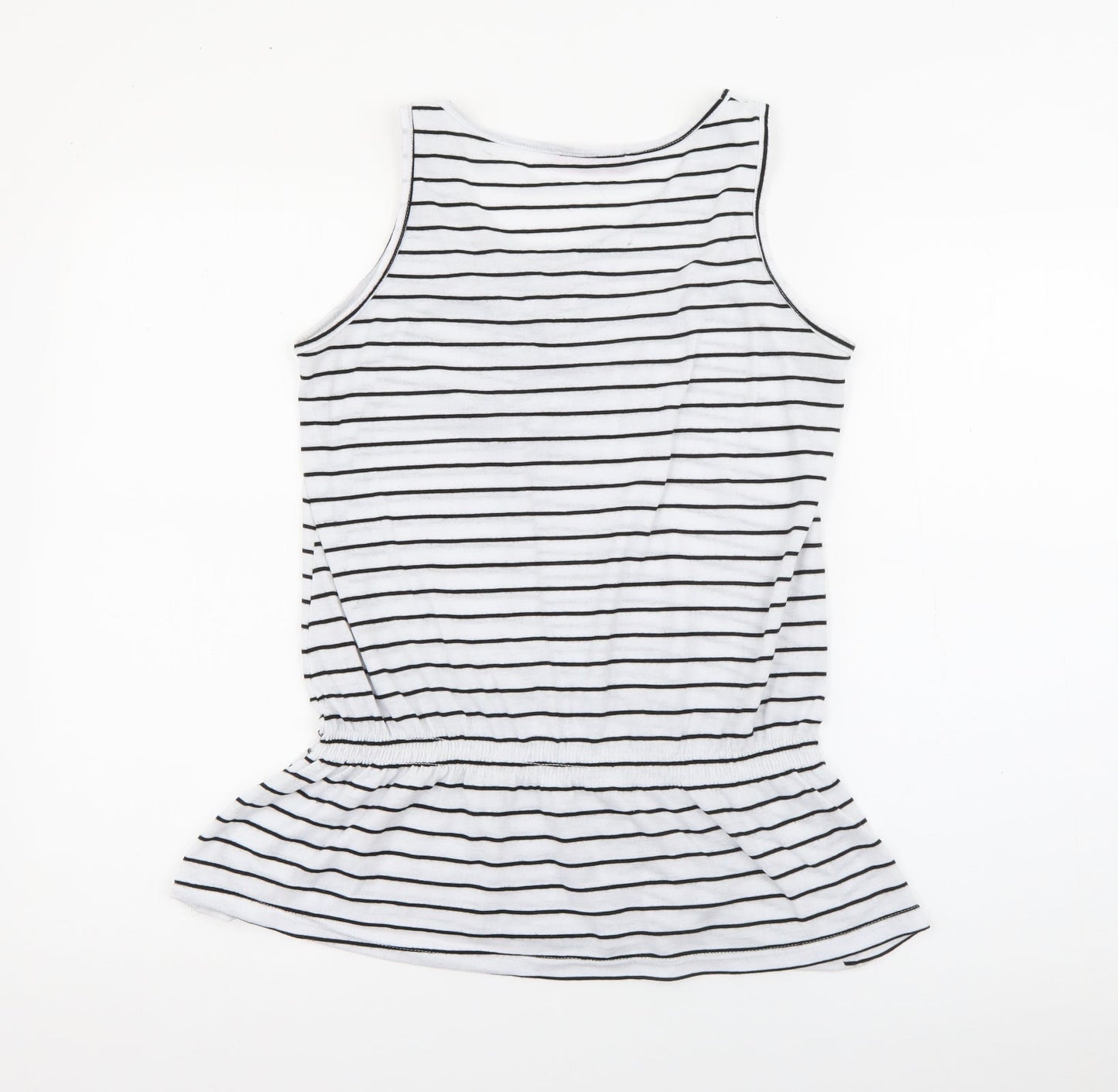 L&H Womens White Striped Cotton Camisole Tank Size XL Scoop Neck