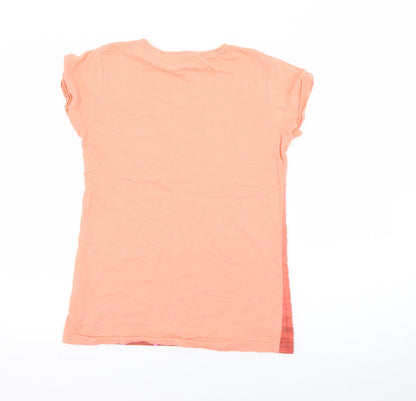 F&F Girls Orange  Cotton Pullover T-Shirt Size 12-13 Years Crew Neck