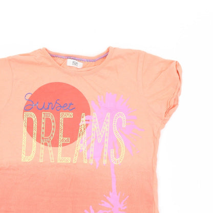 F&F Girls Orange  Cotton Pullover T-Shirt Size 12-13 Years Crew Neck