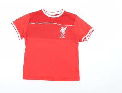 Liverpool FC Boys Red  Cotton Basic T-Shirt Size 8 Years Crew Neck