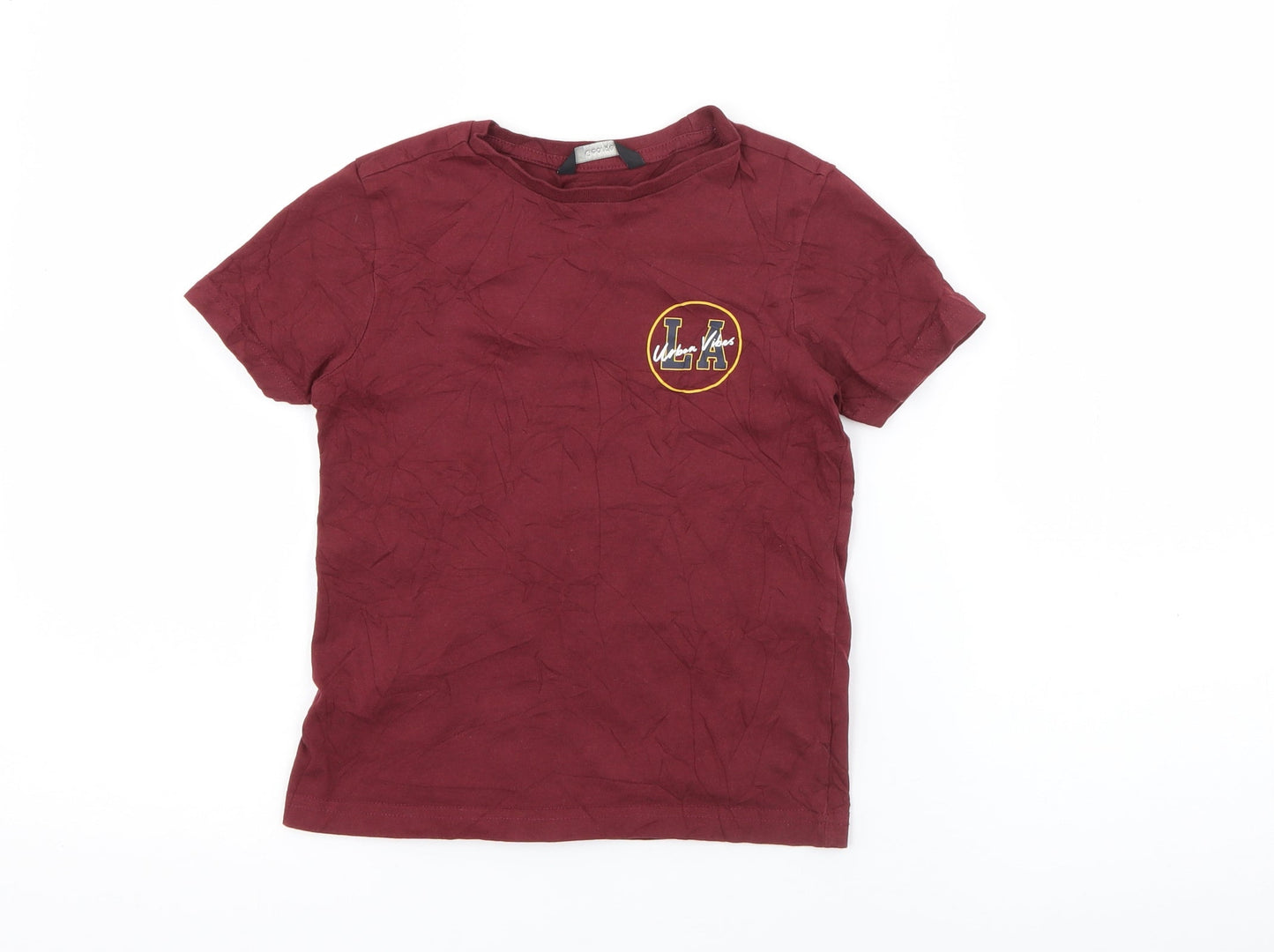George Boys Red  Cotton Pullover T-Shirt Size 5-6 Years Crew Neck