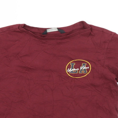 George Boys Red  Cotton Pullover T-Shirt Size 5-6 Years Crew Neck