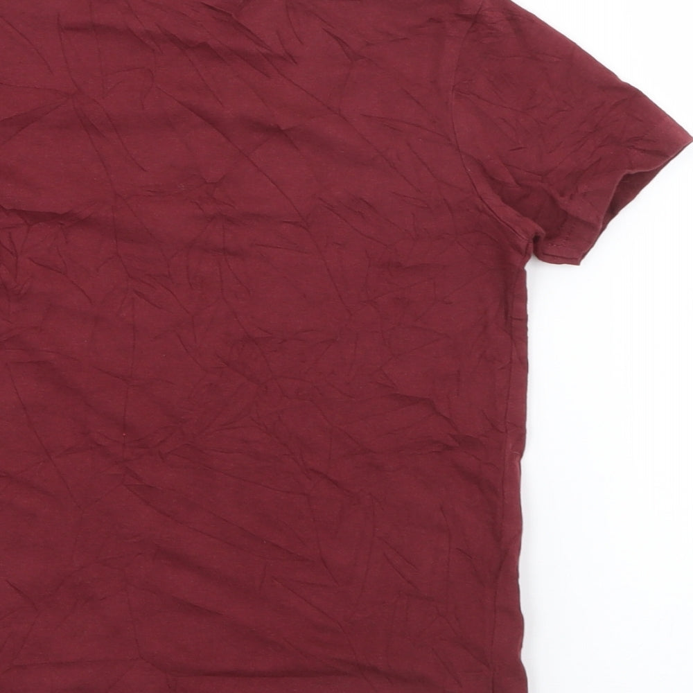 George Boys Red  Cotton Pullover T-Shirt Size 5-6 Years Crew Neck