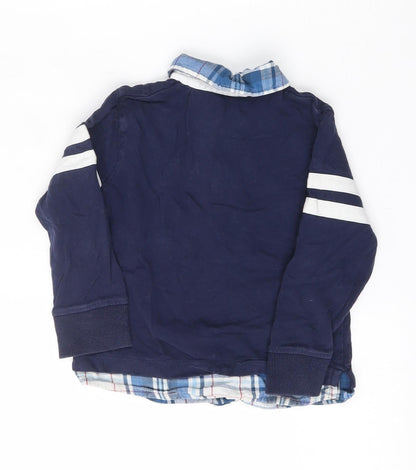 NEXT Boys Blue  Cotton Basic Polo Size 3 Years Collared Button