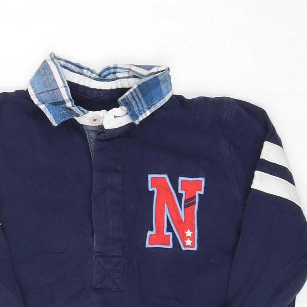 NEXT Boys Blue  Cotton Basic Polo Size 3 Years Collared Button