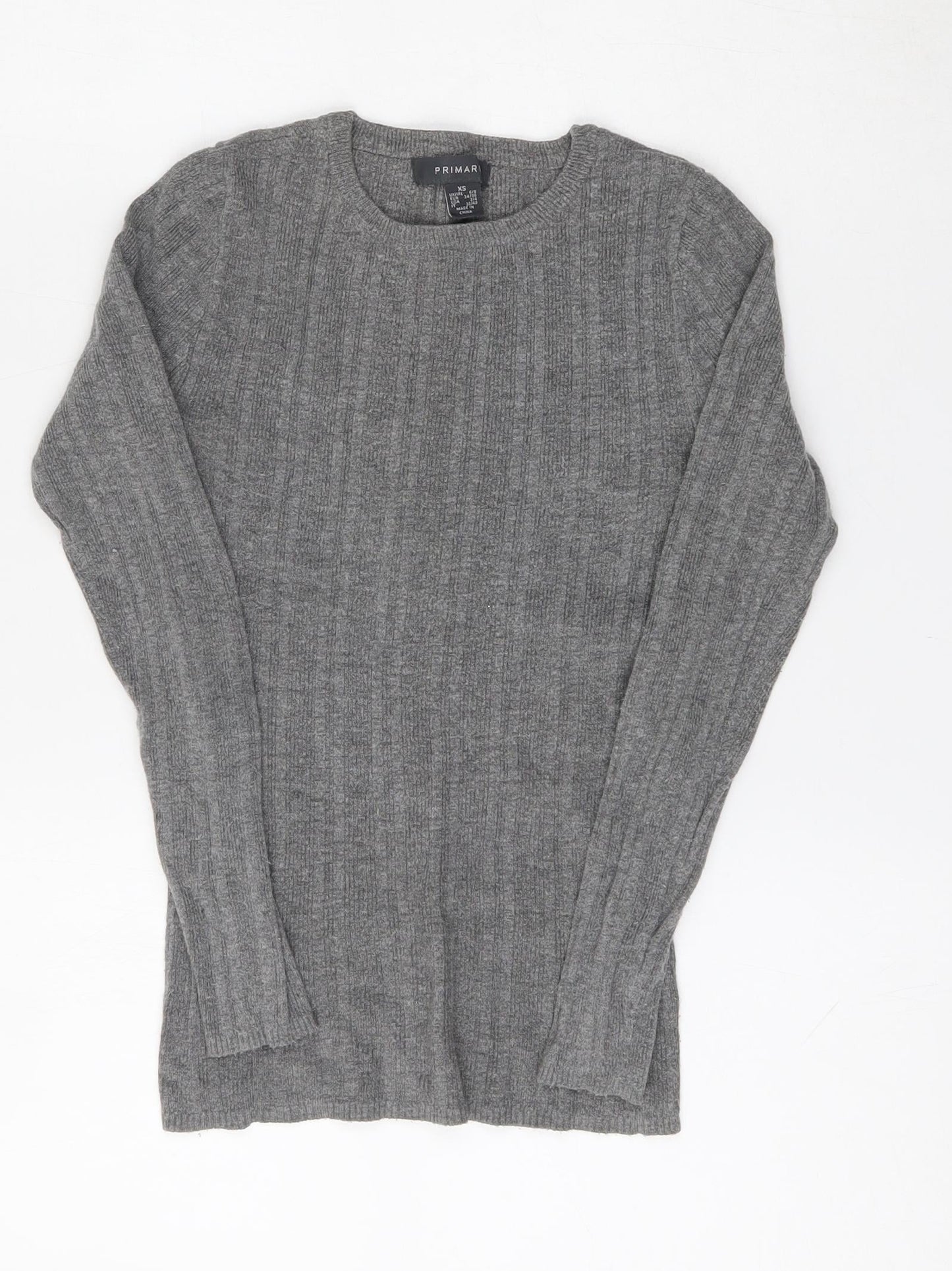 Primark Womens Grey Round Neck  Viscose Pullover Jumper Size 6