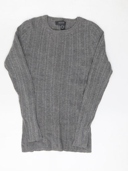 Primark Womens Grey Round Neck  Viscose Pullover Jumper Size 6