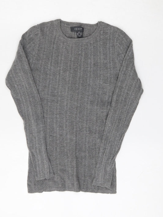 Primark Womens Grey Round Neck  Viscose Pullover Jumper Size 6