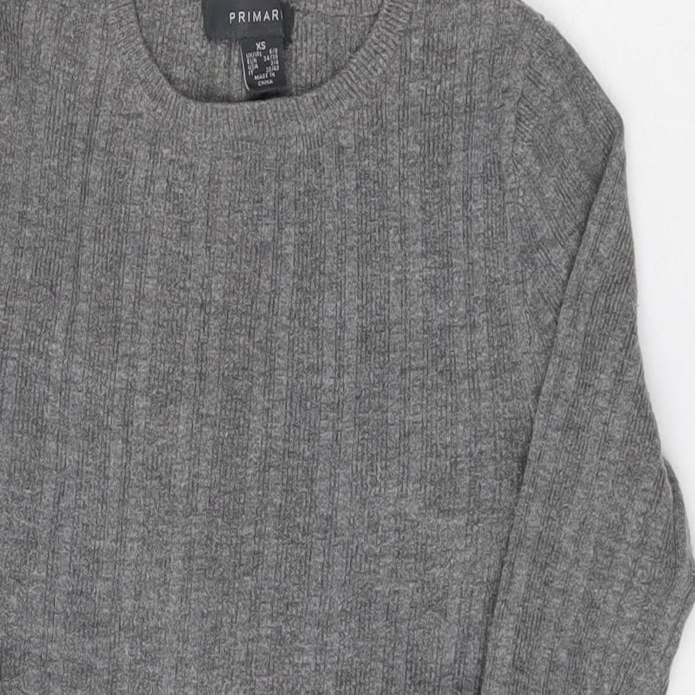 Primark Womens Grey Round Neck  Viscose Pullover Jumper Size 6