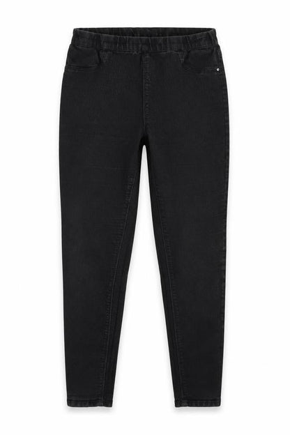 Front view of Papaya women’s black polyester skinny jeans, size UK 12, 26-inch leg regular