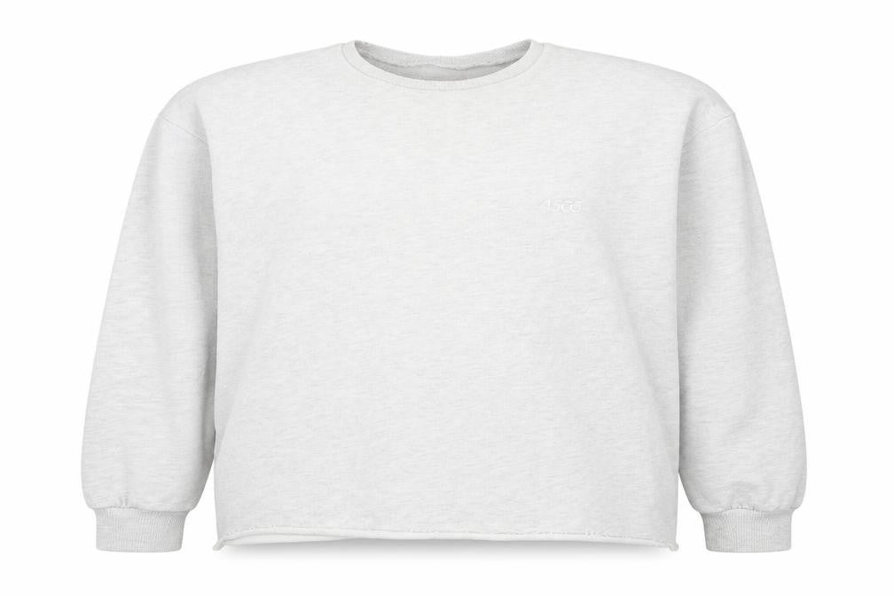 Front view of ASOS women’s grey cotton pullover sweatshirt, size UK 12, pullover