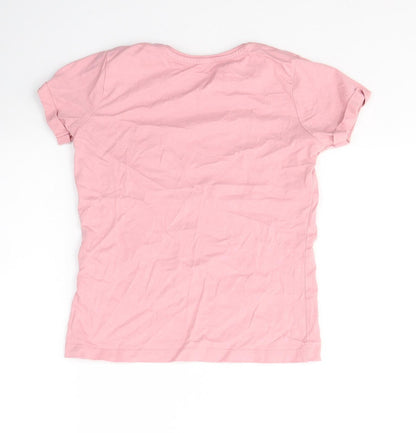 Primark Girls Pink  Cotton Basic T-Shirt Size 7-8 Years Round Neck Pullover - Don't/kinda care