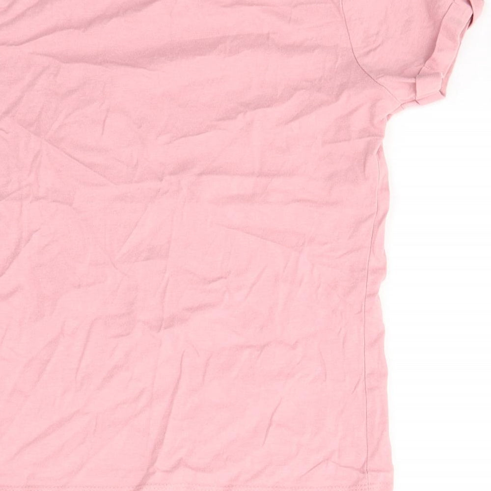 Primark Girls Pink  Cotton Basic T-Shirt Size 7-8 Years Round Neck Pullover - Don't/kinda care