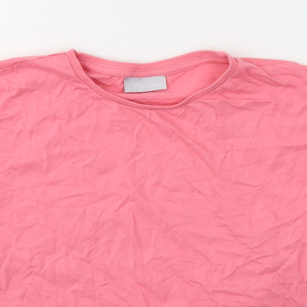 I Love Girls Wear Girls Pink  Cotton Pullover T-Shirt Size 10 Years Round Neck Pullover