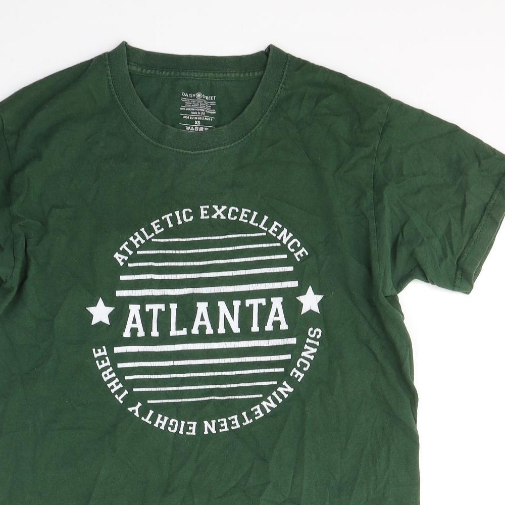 Womens UK Size 6 Daisy Street Green Basic T-Shirt