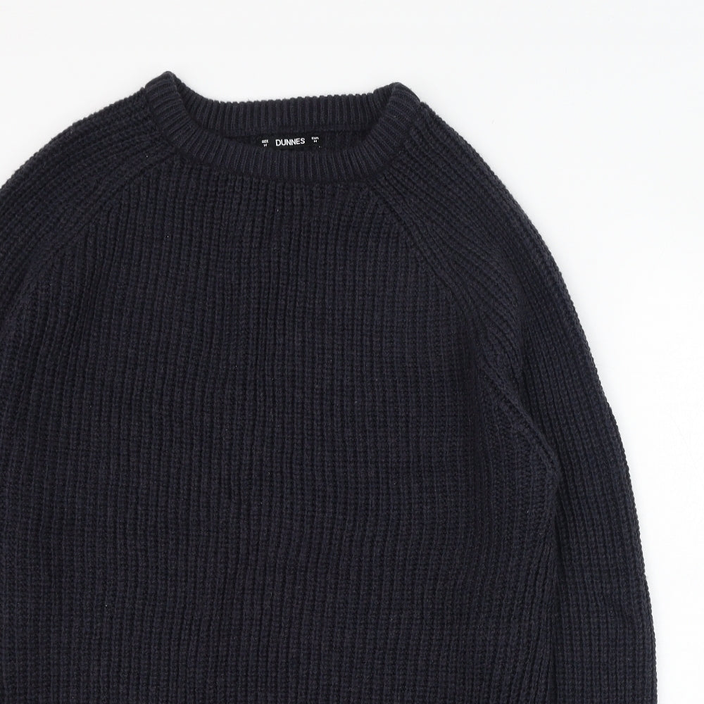 Dunnes Stores Mens Blue Round Neck  Acrylic Pullover Jumper Size M