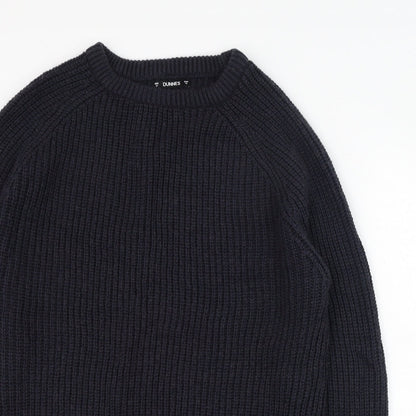 Dunnes Stores Mens Blue Round Neck  Acrylic Pullover Jumper Size M