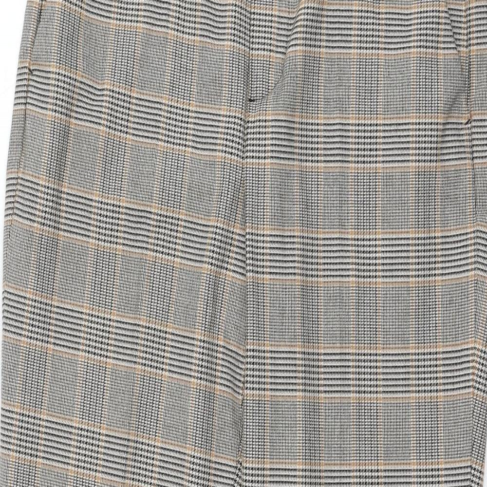 Oui Womens Grey Check Polyester Carrot Trousers Size 10 L26 in Regular Zip