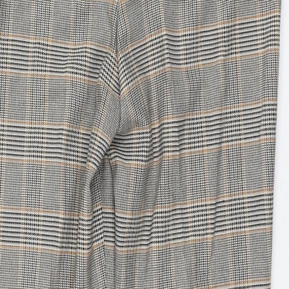 Oui Womens Grey Check Polyester Carrot Trousers Size 10 L26 in Regular Zip
