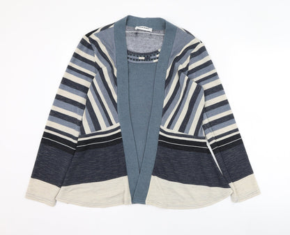 Gerard Womens Blue Round Neck Striped Polyester Cardigan Jumper Size 10