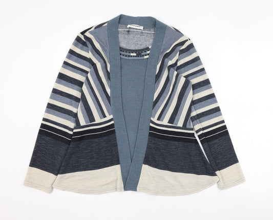 Gerard Womens Blue Round Neck Striped Polyester Cardigan Jumper Size 10