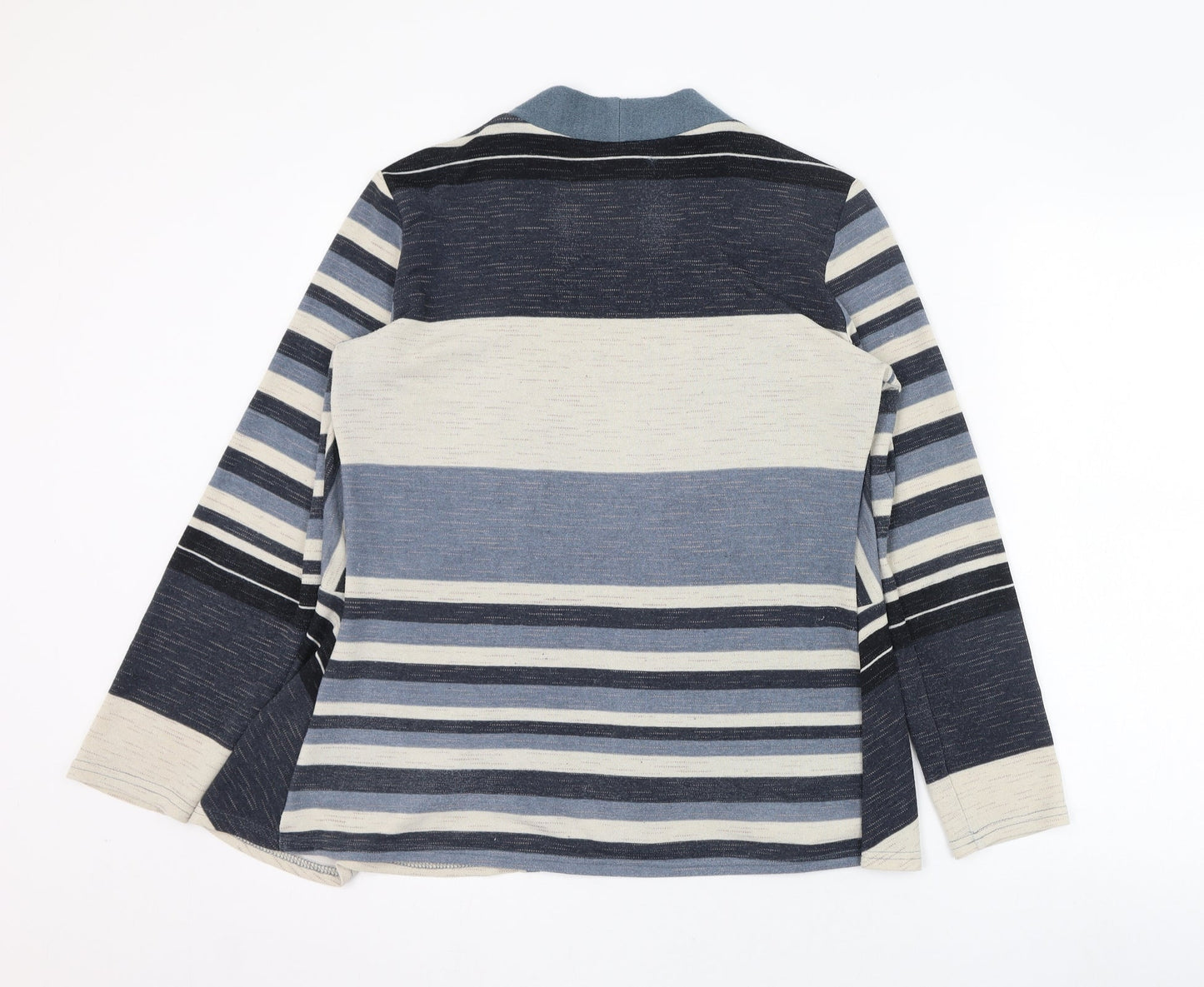 Gerard Womens Blue Round Neck Striped Polyester Cardigan Jumper Size 10