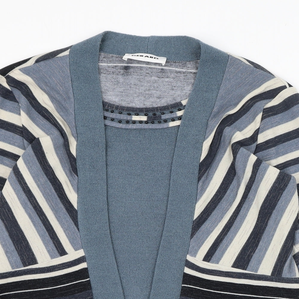 Gerard Womens Blue Round Neck Striped Polyester Cardigan Jumper Size 10