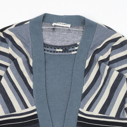 Gerard Womens Blue Round Neck Striped Polyester Cardigan Jumper Size 10