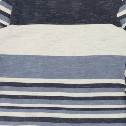 Gerard Womens Blue Round Neck Striped Polyester Cardigan Jumper Size 10