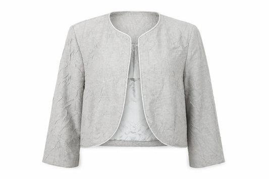 Front view of Anna Rose women’s grey jacket, size UK 12